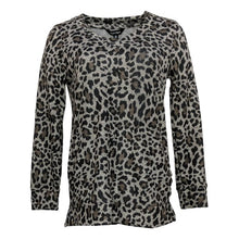 Load image into Gallery viewer, Ellen Tracy Womens Cozy V-neck Black Brown Animal Print Long Sleeve M
