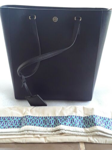 Tory Burch Robinson North South Leather Tote Bag Black