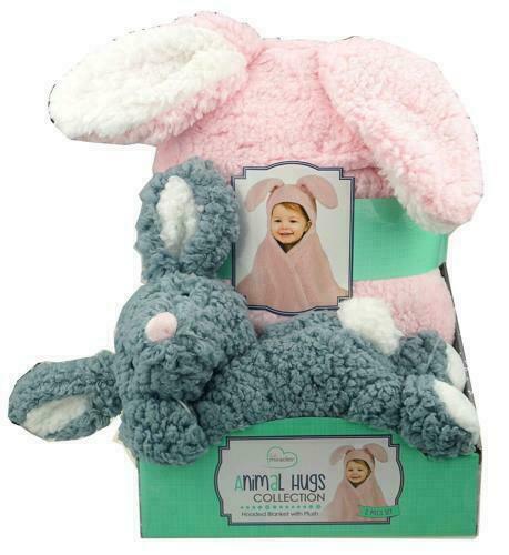 Little Miracles Animal Hugs Hooded Blanket Rabbit 2 Piece Set NewNoTags