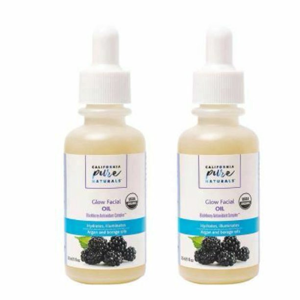 California Pure Naturals USDA Organic Glow Facial Oil, 1.0 Fl Oz, 2-pack