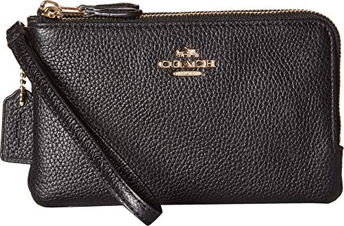 COACH Polished Pebbled Leather Double Corner Zip Bag Li/Black One Size