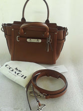 Load image into Gallery viewer, Coach Swagger 27 Top Zip Mixed Leather Satchel Gunmetal Light Saddle NoTags
