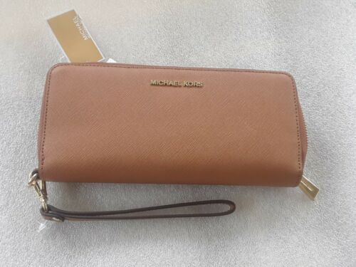 Michael Kors Money Pieces Leather Continental Wallet Acorn Brown NEW NWT