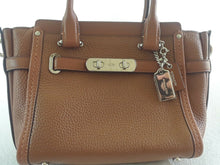 Load image into Gallery viewer, Coach Swagger 27 Top Zip Mixed Leather Satchel Gunmetal Light Saddle NoTags
