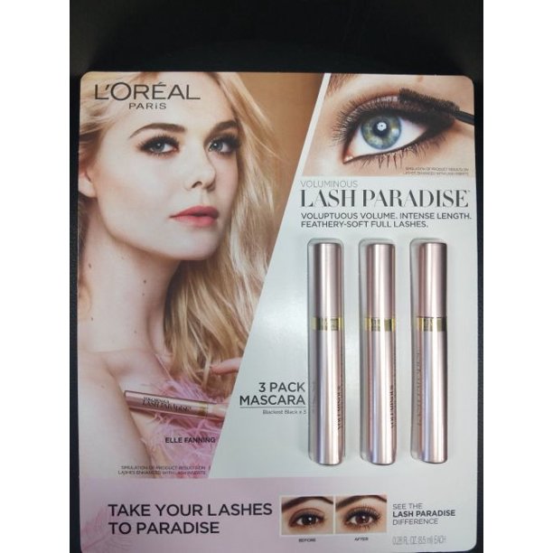 Loreal Paris Voluminous Lash Paradise 3 Pack Mascara Blackest Black
