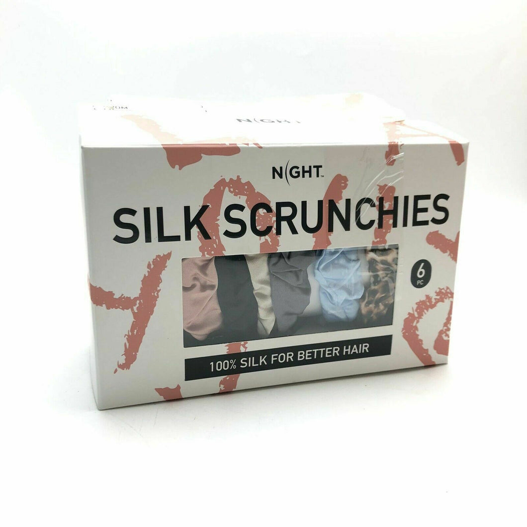 Night Silk Scrunchies 100% Silk for Better Hair 6 CT Multi-Color