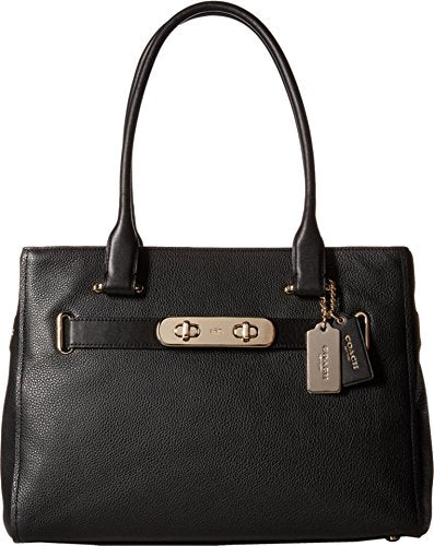 Coach 36488 Swagger Carryall Satchel in Polished Pebbled Leather in Black