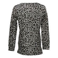 Load image into Gallery viewer, Ellen Tracy Womens Cozy V-neck Black Brown Animal Print Long Sleeve M
