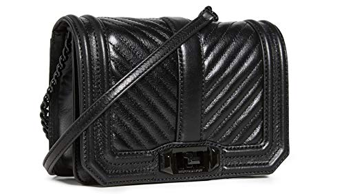 Rebecca Minkoff Women's Chevron Quilted Small Love Crossbody Bag, Black, One Size