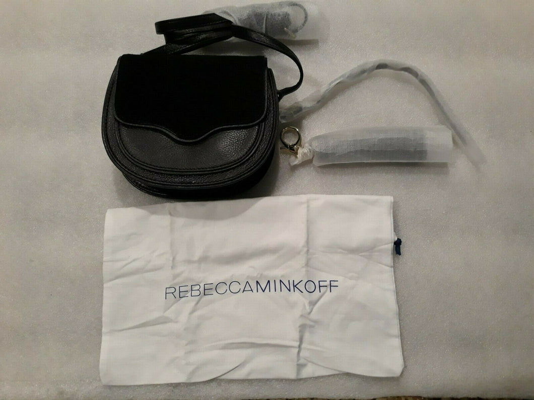 Rebecca Minkoff Mini Suki Crossbody Leather & Suide Black Bag HH16IUSX99 New