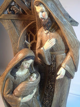 Load image into Gallery viewer, Christmas 17&quot; (44cm) Wood Look Holy Family With Gold Finish NoTags
