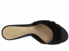 Load image into Gallery viewer, Ralph Lauren Genevie Black Satin Sandal Size 5.5M
