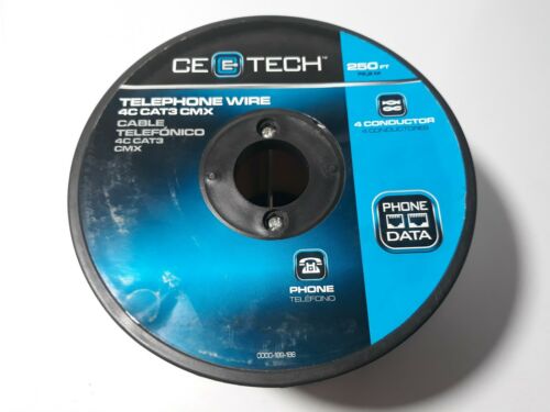 CE TECH Telephone Wire Cable Cord Extension 4C CAT3 CMX 250ft Phone Data