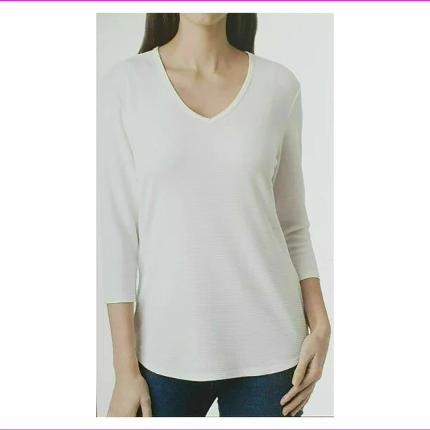 SegMents Women 3/4 Sleeve Basic/Essential Tencel V-neck Tshirt