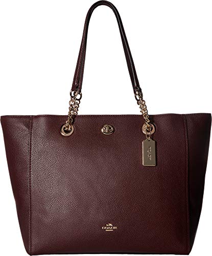 Coach Ladies Large Leather Chain Tote Handbag 56830