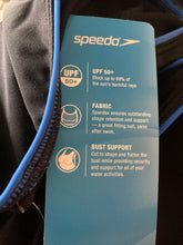 Load image into Gallery viewer, Speedo Womens Ultraback One Piece Swimsuit Black with Blue Piping XL
