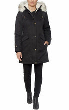 Load image into Gallery viewer, 1 Madison Expedition Women&#39;s Faux Fur Trim Parka Jacket, Black Size L
