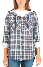 Load image into Gallery viewer, Boston Traders Women&#39;s Lightweight Button up Attached Hood Shirt Jacket
