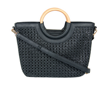 Load image into Gallery viewer, Mali + Lili Women&#39;s Brielle Woven Tote with Removable Pouch Black

