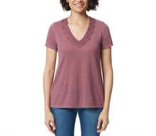 Load image into Gallery viewer, Ella Moss Ladies&#39; V-Neck Short Sleeve Lace Top
