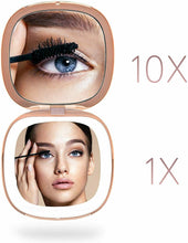 Load image into Gallery viewer, Fancii Compact Makeup Mirror with Natural LED Lights, 1x/ 10x Magnifying

