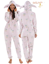 Load image into Gallery viewer, Munki Munki Ladies Plush One-Piece Hooded Pajama
