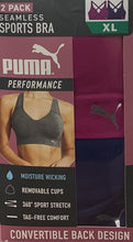 Load image into Gallery viewer, Puma Women&#39;s Sports Bra 2 Pack Seamless Removable Cups
