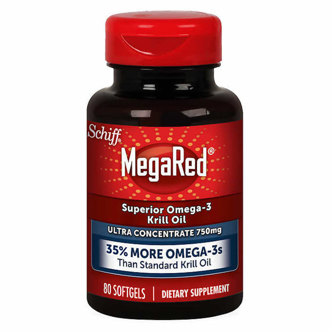 Schiff Megared Superior Omega-3 Krill Oil Ultra Concentrate 750mg, 80m Softgels