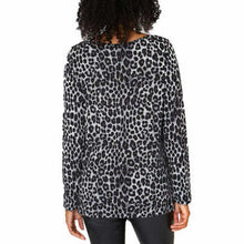 Load image into Gallery viewer, Mario Serrani Womens Long Sleeve Crew Neck Top  Brown Leopard
