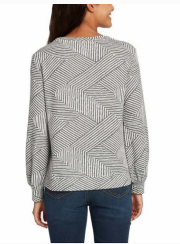 Ellen Tracy Women's Sweater Jacquard Crewneck L