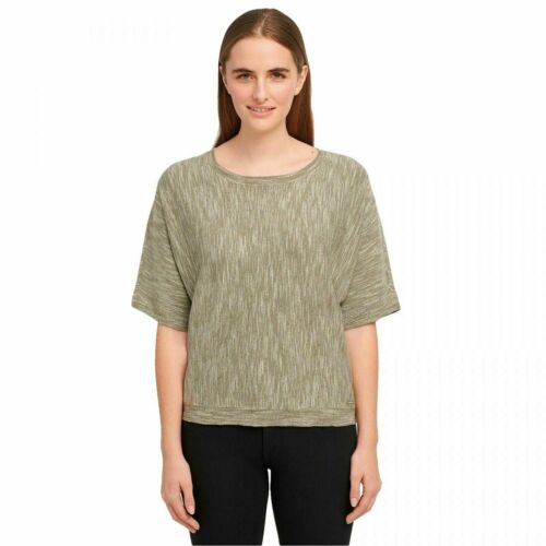 DKNY Jeans Women's Marled Knit Dolman Half Sleeve Top Sag Sage