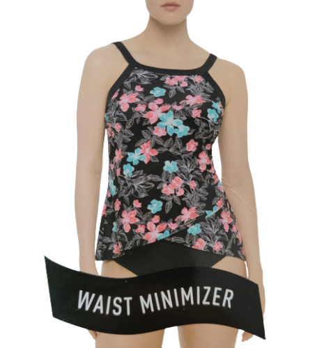 Christina Swimwear Waist Minimizer Floral Tankini Top Women's Size XXL