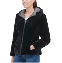 Load image into Gallery viewer, Andrew Marc Womens Ladies Granite Black Hooded Reversible Puffer Jacket
