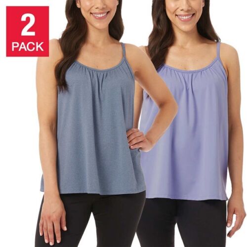 32 Degrees Cool Women's 2-Pack Bra Top Cami Built In Bra Wire Free