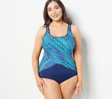 Load image into Gallery viewer, Lands&#39; End Scoop-Neck 1 Piece Swimsuit Ombre Ripple
