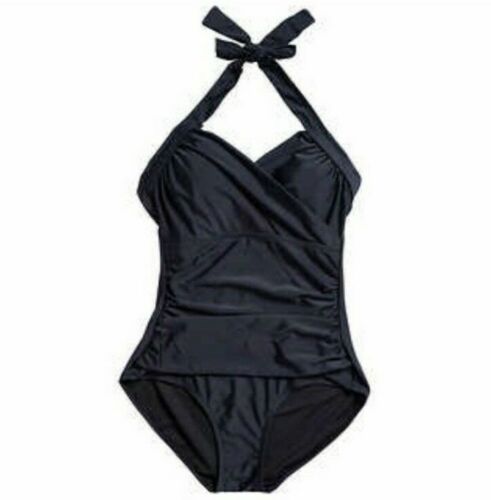 Cyn & Luca Women's Swim Set Halter One Piece Swimsuit Black XL