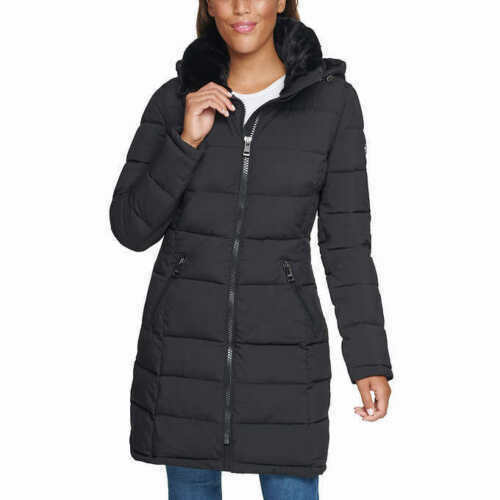 Andrew Marc Ladies' Long Stretch Parka Coat Fur Lined Hood Jacket