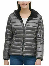 Load image into Gallery viewer, Andrew Marc Womens Ladies Granite Black Hooded Reversible Puffer Jacket
